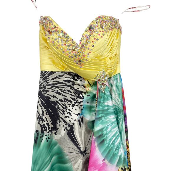 Vintage Kiss Kiss Formal Strapless Beaded Dress Size 4 Dopamine Dressing Y2K - Picture 2 of 15